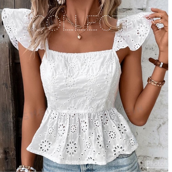 Boho Sheer Floral Lace Ruffle Sleeve Back less Open Back Top Blouse Shirt Green - Picture 6 of 8